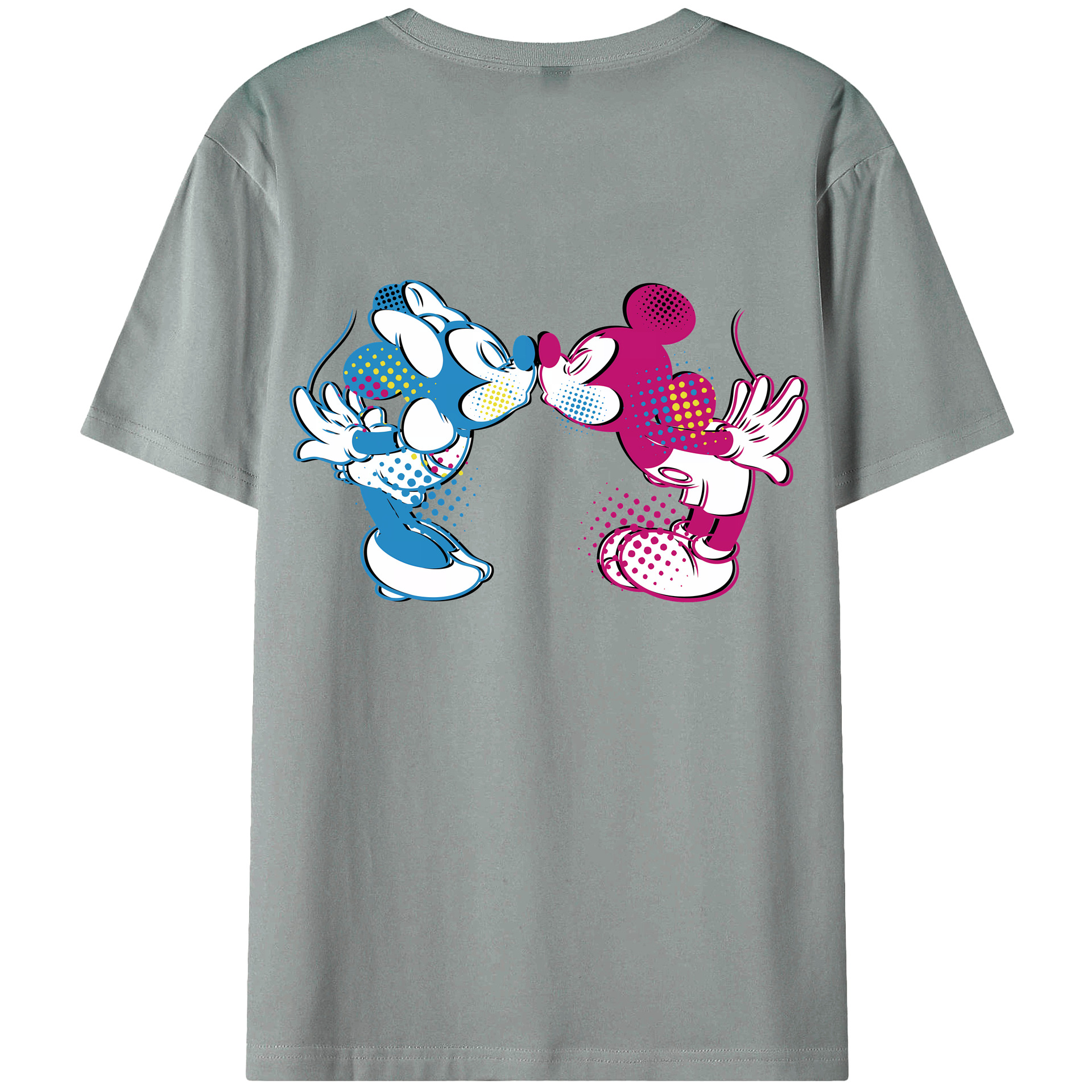 （画像用） ミッキーマウス Mickey Mouse 綿100％ メンズ半袖Tシャツ（バックプリント） 通気性